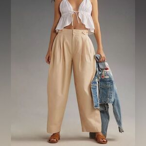 NWT Maeve by Anthropologie Neutral Utility Barrel Trouser Pants Size 12